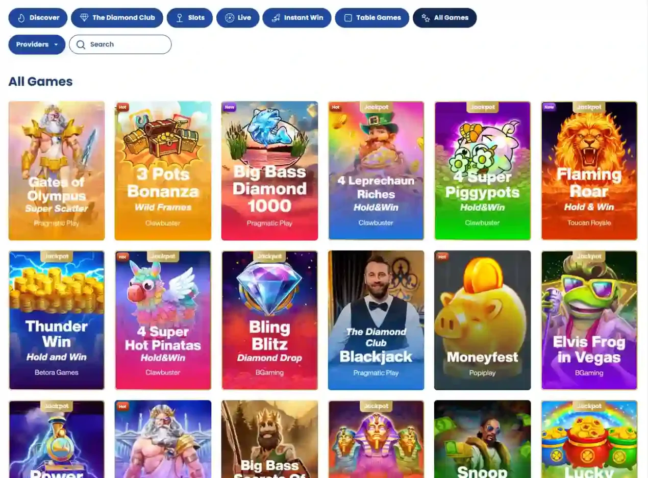 Lukki AU all-games lobby with categories and provider filters visible