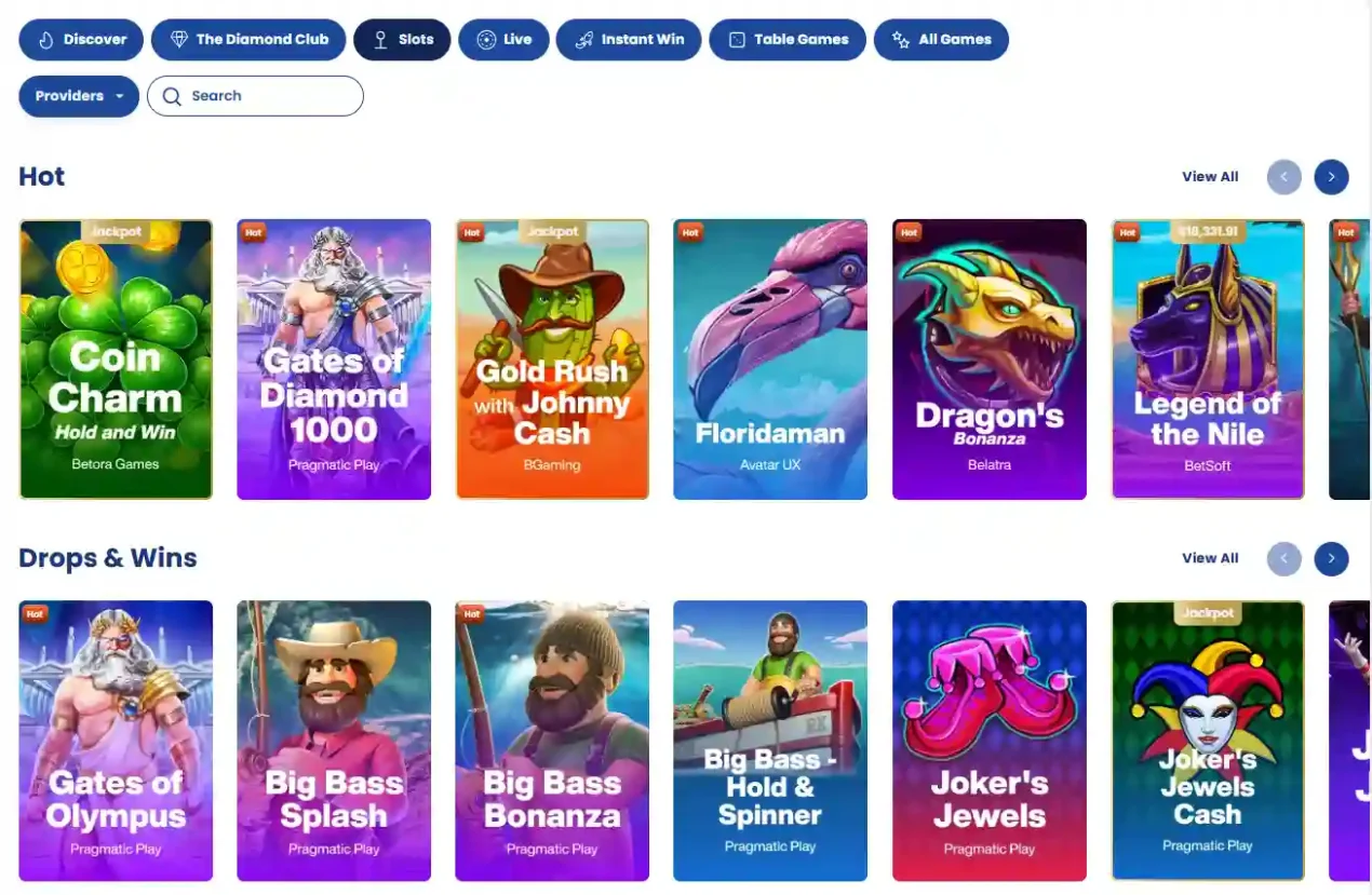 Lukki AU slots category with game cards and provider filters visible