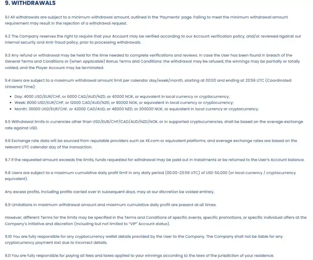 Lukki AU terms section with withdrawal limits and cashout rules visible
